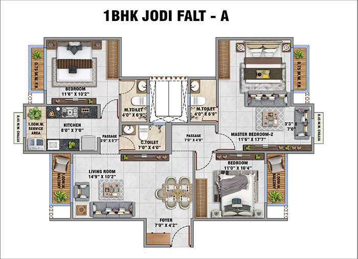 Today Tattvam 1 BHK Layout Type 2
